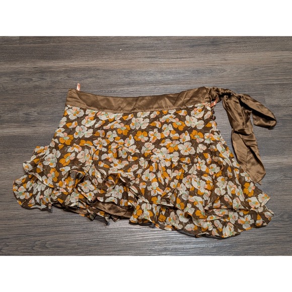 Abercrombie & Fitch Womens 100% Silk Floral Ruffle Mini Skirt Size 2 Y2K NWT